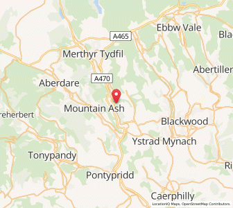 Map of Aberfan, WalesWales