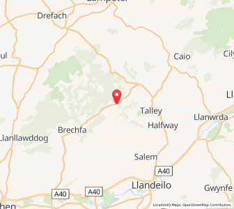 Map of Abergorlech, WalesWales