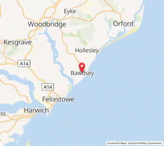 Map of Bawdsey, EnglandEngland