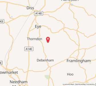 Map of Bedingfield, EnglandEngland