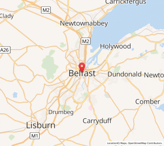 Map of Belfast City Centre, Northern IrelandNorthern Ireland