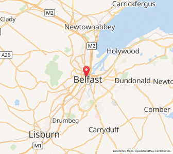 Map of Belfast County Borough, Northern IrelandNorthern Ireland