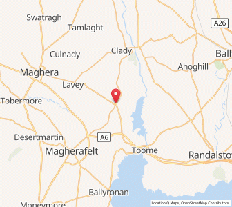 Map of Bellaghy, Northern IrelandNorthern Ireland