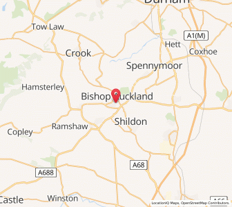 Map of Bishop Auckland, EnglandEngland