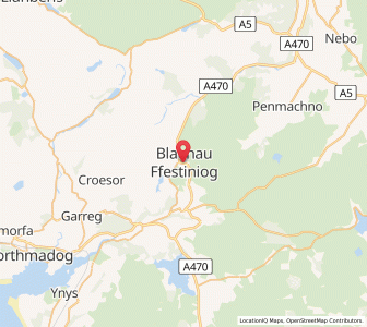 Map of Blaenau-Ffestiniog, WalesWales