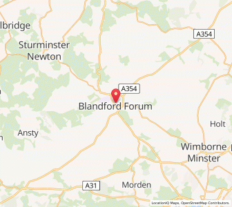Map of Blandford Forum, EnglandEngland