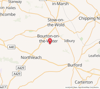 Map of Bourton on the Water, EnglandEngland