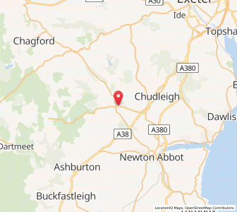 Map of Bovey Tracey, EnglandEngland