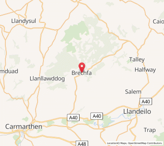 Map of Brechfa, WalesWales