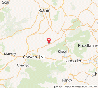 Map of Bryneglwys, WalesWales