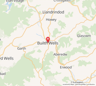 Map of Builth Wells, WalesWales