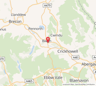 Map of Bwlch, WalesWales