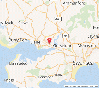 Map of Bynea, WalesWales