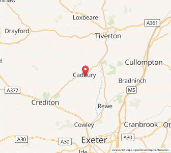 Map of Cadbury, EnglandEngland