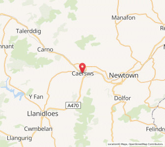 Map of Caersws, WalesWales