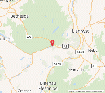 Map of Capel-Curig, WalesWales