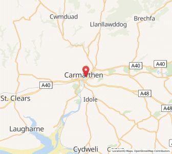Map of Carmarthen, WalesWales