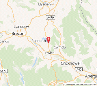 Map of Cathedine, WalesWales