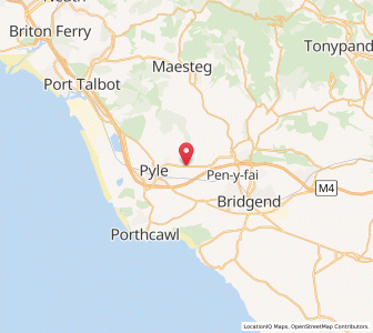 Map of Cefn Cribwr, WalesWales