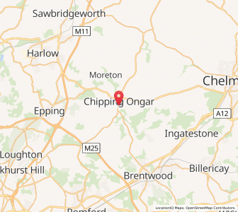 Map of Chipping Ongar, EnglandEngland