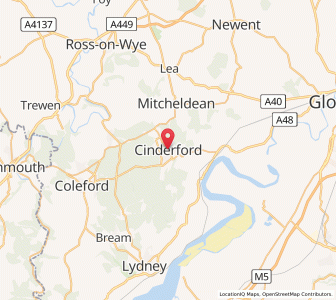 Map of Cinderford, EnglandEngland