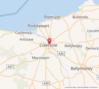 Map of Coleraine, Northern IrelandNorthern Ireland