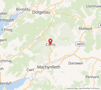 Map of Corris, WalesWales