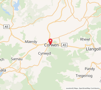 Map of Corwen, WalesWales