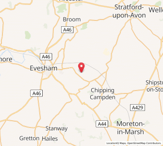 Map of Cow Honeybourne, EnglandEngland