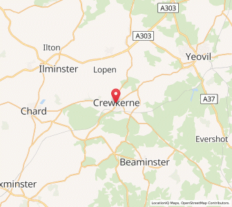 Map of Crewkerne, EnglandEngland
