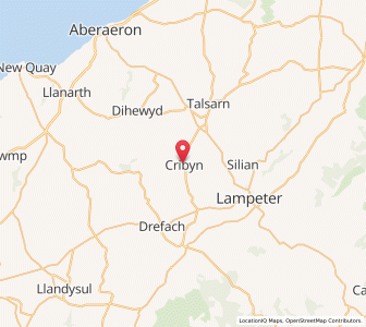 Map of Cribyn, WalesWales