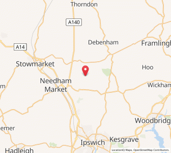 Map of Crowfield, EnglandEngland