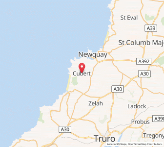 Map of Cubert, EnglandEngland
