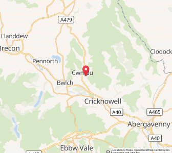 Map of Cwm-du, WalesWales