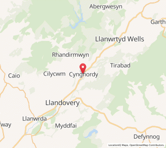 Map of Cynghordy, WalesWales