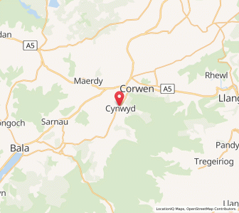 Map of Cynwyd, WalesWales