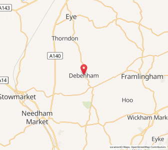Map of Debenham, EnglandEngland