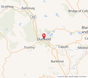 Map of Dunkeld, ScotlandScotland