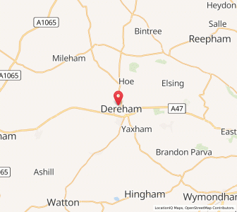 Map of East Dereham, EnglandEngland