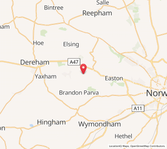 Map of East Tuddenham, EnglandEngland