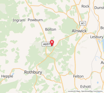 Map of Edlingham, EnglandEngland