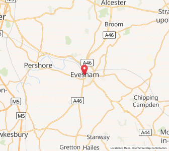 Map of Evesham, EnglandEngland