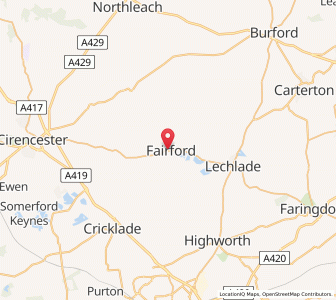 Map of Fairford, EnglandEngland