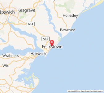 Map of Felixstowe, EnglandEngland