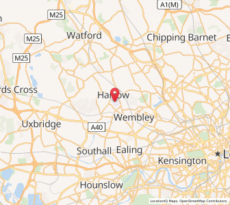 Map of Harrow on the Hill, EnglandEngland