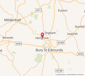 Map of Hengrave, EnglandEngland