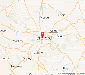 Map of Hereford, EnglandEngland