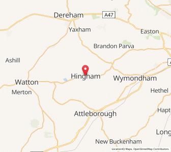 Map of Hingham, EnglandEngland