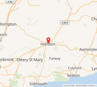 Map of Honiton, EnglandEngland