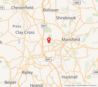 Map of Hucknall under Huthwaite, EnglandEngland